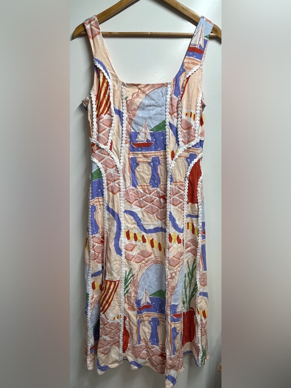 Christian Lacroix Linen Blend Scenic Coastal Print Maxi Dress Size medium - Picture 5 of 11